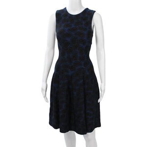 Issa Women Dark Blue Fit & Flare Dress Polyester Knee Length Sleeveless Size XS